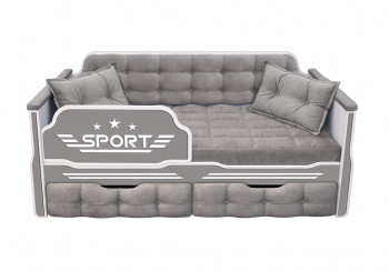 Кровать 160 серии Спорт 2 ящика 45 Серый (подушки) в Кожурле - kozhurla.mebel54.com | фото