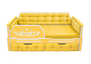 Кровать 160 серии Спорт 2 ящика 74 Жёлтый (мягкие боковые накладки) в Кожурле - kozhurla.mebel54.com | фото