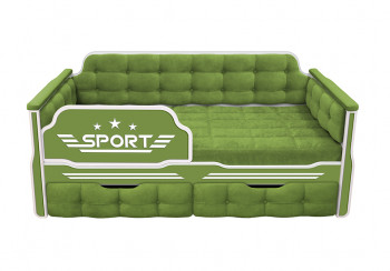 Кровать 170 серии Спорт 2 ящика 76 Зелёный (мягкие боковые накладки) в Кожурле - kozhurla.mebel54.com | фото