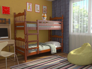 Кровать двухъярусная Соня из массива сосны 800*1890 Орех в Кожурле - kozhurla.mebel54.com | фото