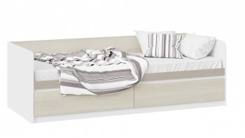 Кровать «Сканди» с 2 ящиками Дуб Гарден/Белый/Глиняный серый в Кожурле - kozhurla.mebel54.com | фото