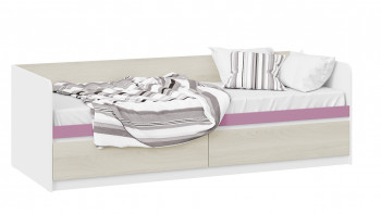 Кровать «Сканди» с 2 ящиками Дуб Гарден/Белый/Лиловый в Кожурле - kozhurla.mebel54.com | фото