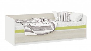 Кровать «Сканди» с 2 ящиками Дуб Гарден/Белый/Зеленый в Кожурле - kozhurla.mebel54.com | фото