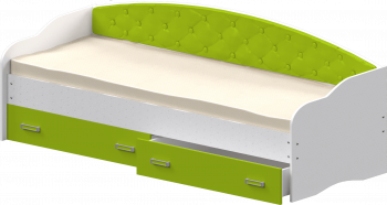 Кровать Софа-7 с мягкой спинкой (800х1900) Белый/Лайм в Кожурле - kozhurla.mebel54.com | фото