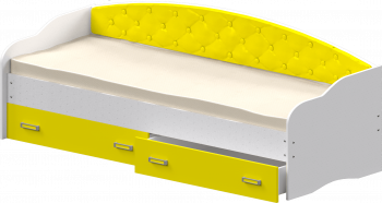 Кровать Софа-7 с мягкой спинкой (800х2000) Белый/Желтый в Кожурле - kozhurla.mebel54.com | фото