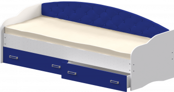 Кровать Софа-7 с мягкой спинкой (800х2000) Белый/Синий в Кожурле - kozhurla.mebel54.com | фото