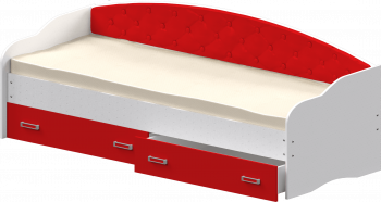 Кровать Софа-8 с мягкой спинкой (900х2000) Белый/Красный в Кожурле - kozhurla.mebel54.com | фото