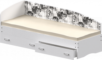 Кровать Софа-9 с мягкой спинкой с рисунком Милана (900х2000) Белый в Кожурле - kozhurla.mebel54.com | фото