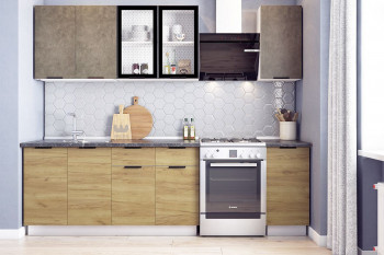 Кухонный гарнитур Стоун 2.0 (белый/камень темно-серый/акация светлая) в Кожурле - kozhurla.mebel54.com | фото