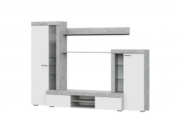 Мебель для гостиной МГС 5 Цемент светлый / Белый в Кожурле - kozhurla.mebel54.com | фото