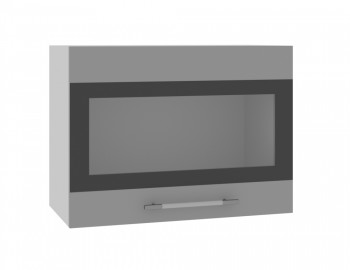Норд ШВГС 600 Шкаф верхний горизонтальный со стеклом (Софт черный/корпус Белый) в Кожурле - kozhurla.mebel54.com | фото