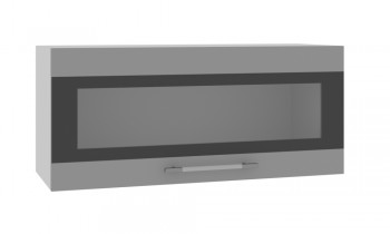 Норд ШВГС 800 Шкаф верхний горизонтальный со стеклом (Софт черный/корпус Белый) в Кожурле - kozhurla.mebel54.com | фото