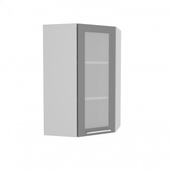 Норд ШВУС 600Н Шкаф верхний угловой (премьер) высокий (Софт черный/корпус Белый) в Кожурле - kozhurla.mebel54.com | фото