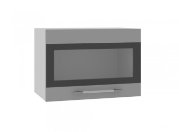 Ройс ПГСФ 500 Шкаф верхний горизонтальный со стеклом с фотопечатью (Графит софт/корпус Серый) в Кожурле - kozhurla.mebel54.com | фото
