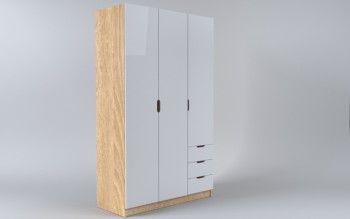 Шкаф 3-х створчатый с ящиками Лофт (Белый/корпус Дуб Сонома) в Кожурле - kozhurla.mebel54.com | фото
