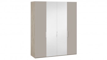 Шкаф комбинированный с 2 глухими и 2 зеркальными дверями «Эмбер» Баттл Рок/Серый глянец в Кожурле - kozhurla.mebel54.com | фото