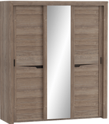Шкаф трехдверный Соренто с раздвижными дверями Дуб стирлинг/Кофе структурный матовый в Кожурле - kozhurla.mebel54.com | фото
